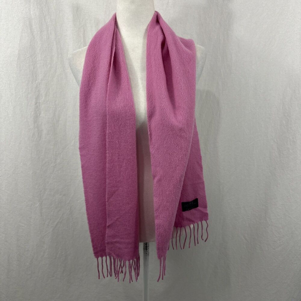 Ballantrae Edinburgh Lambswool Pink Fringe Scarf Womens O/S FLAW Cozy Fall